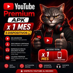 Imagen de YOUTUBE PREMIUM APK X 1 MES (5 dispositivos)