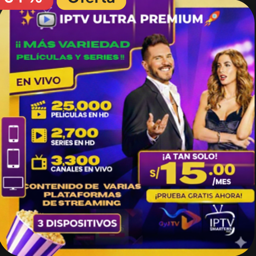 Imagen de IPTV ULTRA PREMIUM x 3 DISPOS x 1 MES